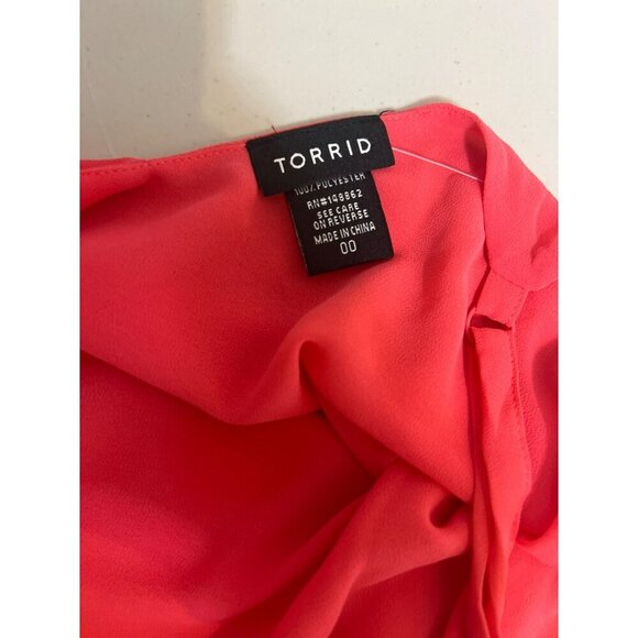 Torrid 00 (US 10 M/L) Coral Orange Cami Blouse Spaghetti Straps Double Layer - Picture 5 of 6